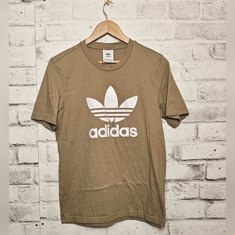 Adidas Originals Trefoil Logo Tee Small Tan Neutral Streetwear Shirt
